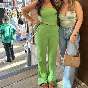 Green Matching Pant Set - Pants & Crop top Size MEDIUM